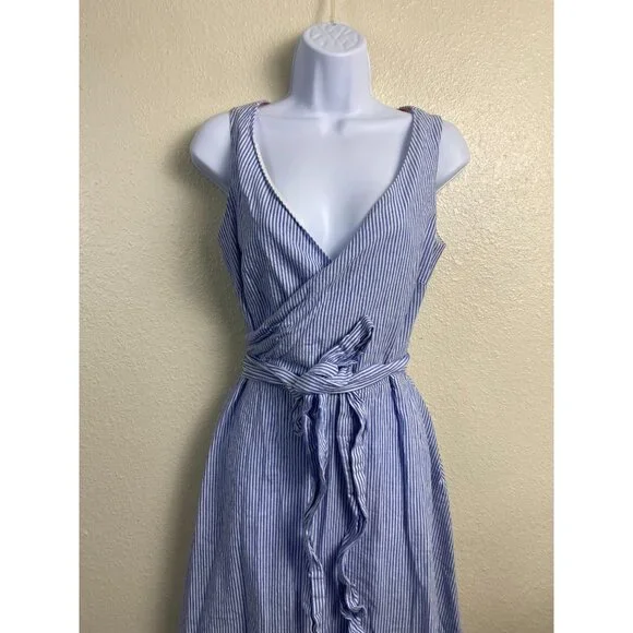 Boden Blue Stripped Wrap Dress Sz12 - Picture 12 of 12